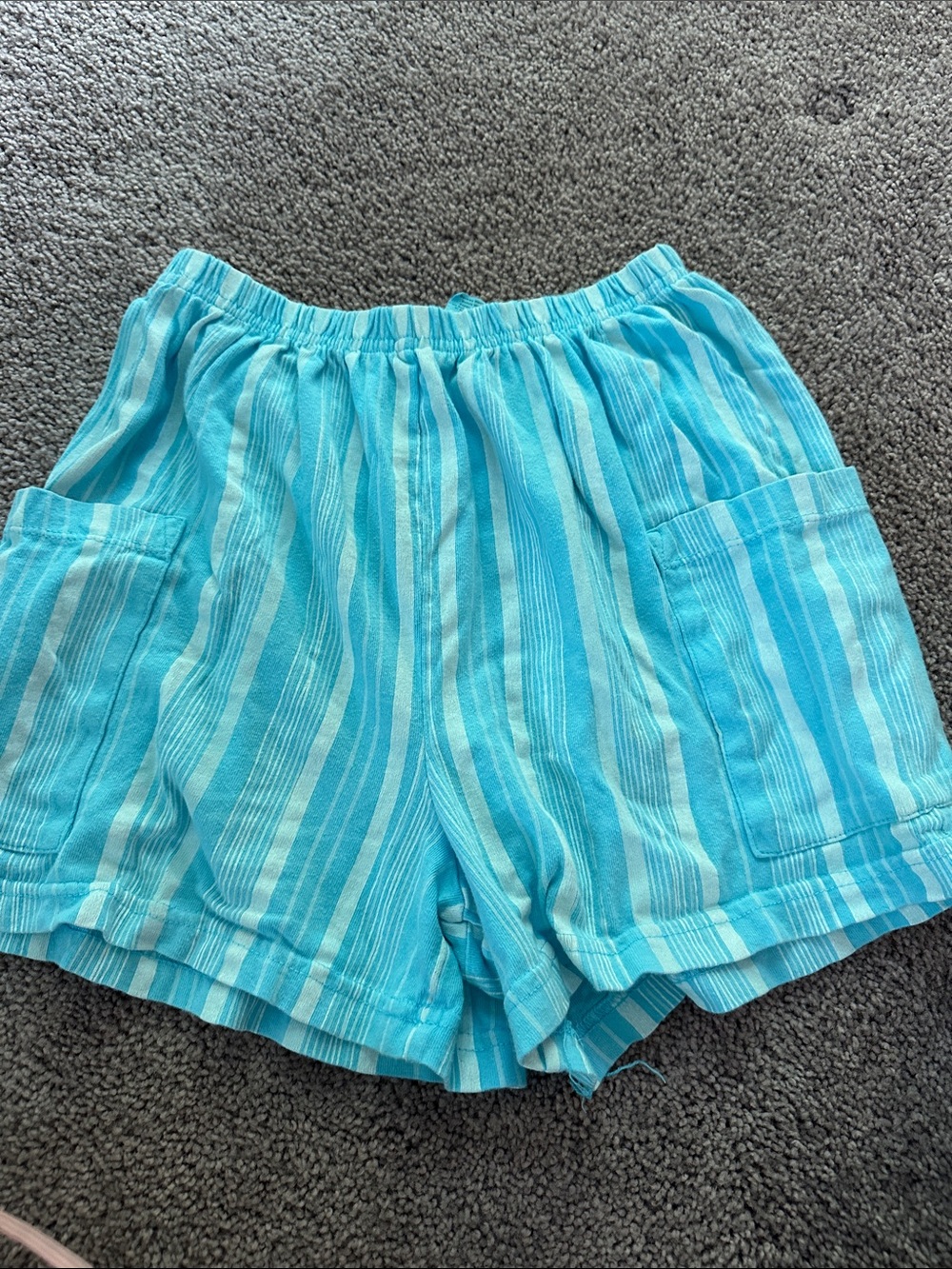 fresh produce Turquoise & White Striped High-Waist Women's Shorts